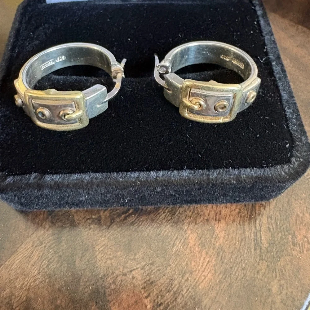 COACH Sterling 925 buckle earrings Vintage and Rare - Picture 5 of 8
